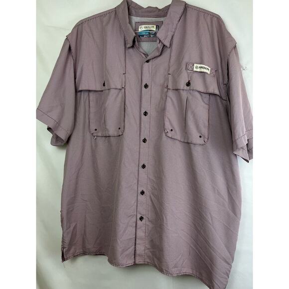 Magellan Men's 2XL Red/White Mini Checked Relaxed Fit Short Sleeve Vented Shirt - Picture 1 of 8